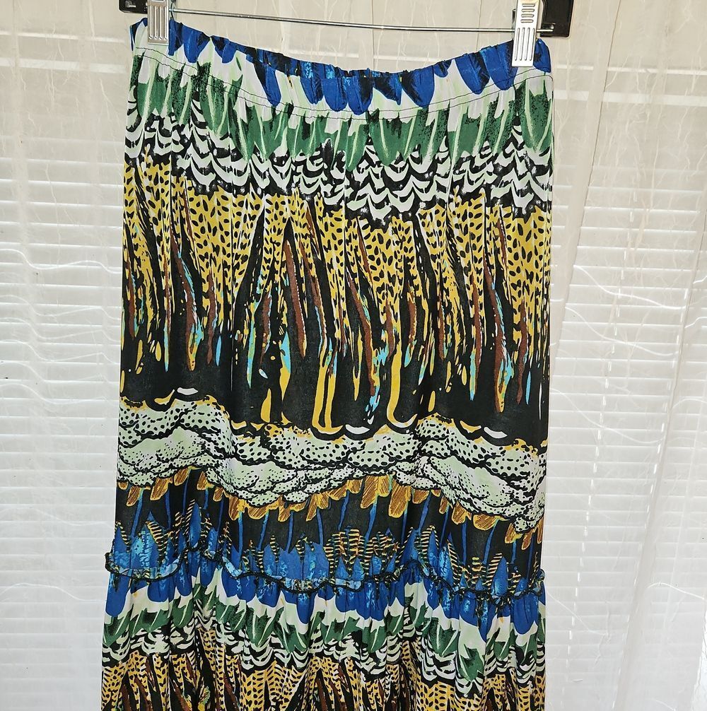Magic Printed Maxi Skirt in Black, Blue & Green - Picture 2 of 8